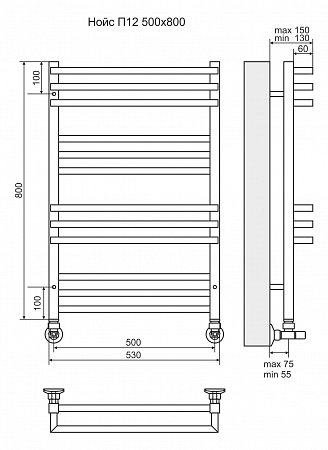 Нойс П12 500х800 Полотенцесушитель  TERMINUS Тамбов - фото 3