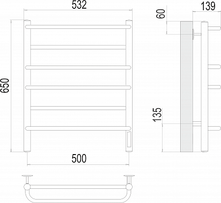 Евромикс П6 500х650 Электро (quick touch) Полотенцесушитель  TERMINUS Тамбов - фото 3