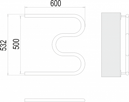 М-обр AISI 32х2 500х600 Полотенцесушитель  TERMINUS Тамбов - фото 3
