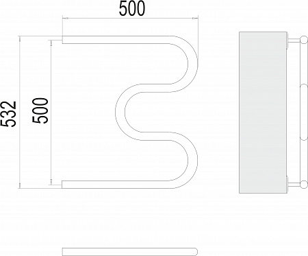 М-обр AISI 32х2 500х500 Полотенцесушитель  TERMINUS Тамбов - фото 3