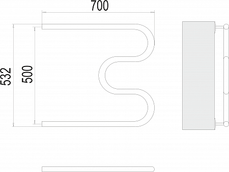 М-обр AISI 32х2 500х700 Полотенцесушитель  TERMINUS Тамбов - фото 3