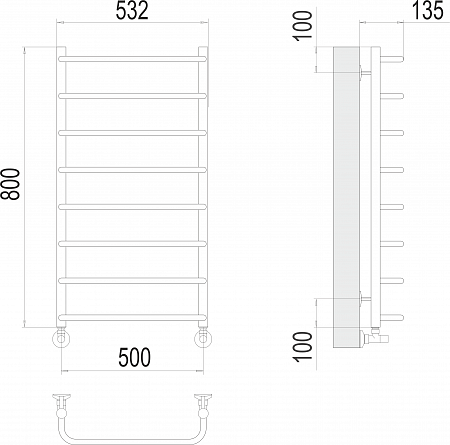 Стандарт П8 500х800  Полотенцесушитель  TERMINUS Тамбов - фото 3