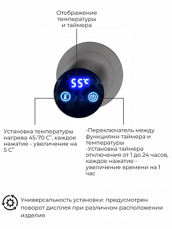Рондо П2 350х760 электро Полотенцесушитель TERMINUS Оружейная сталь Тамбов - фото 5