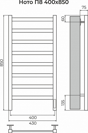 Ното П8 400х850 Электро (quick touch) Полотенцесушитель TERMINUS Тамбов - фото 3