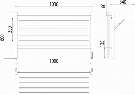 Горизонт П8 1000х600 электро КС ЧЕРНЫЙ МУАР (sensor quick touch) Полотенцесушитель TERMINUS Тамбов - фото 5